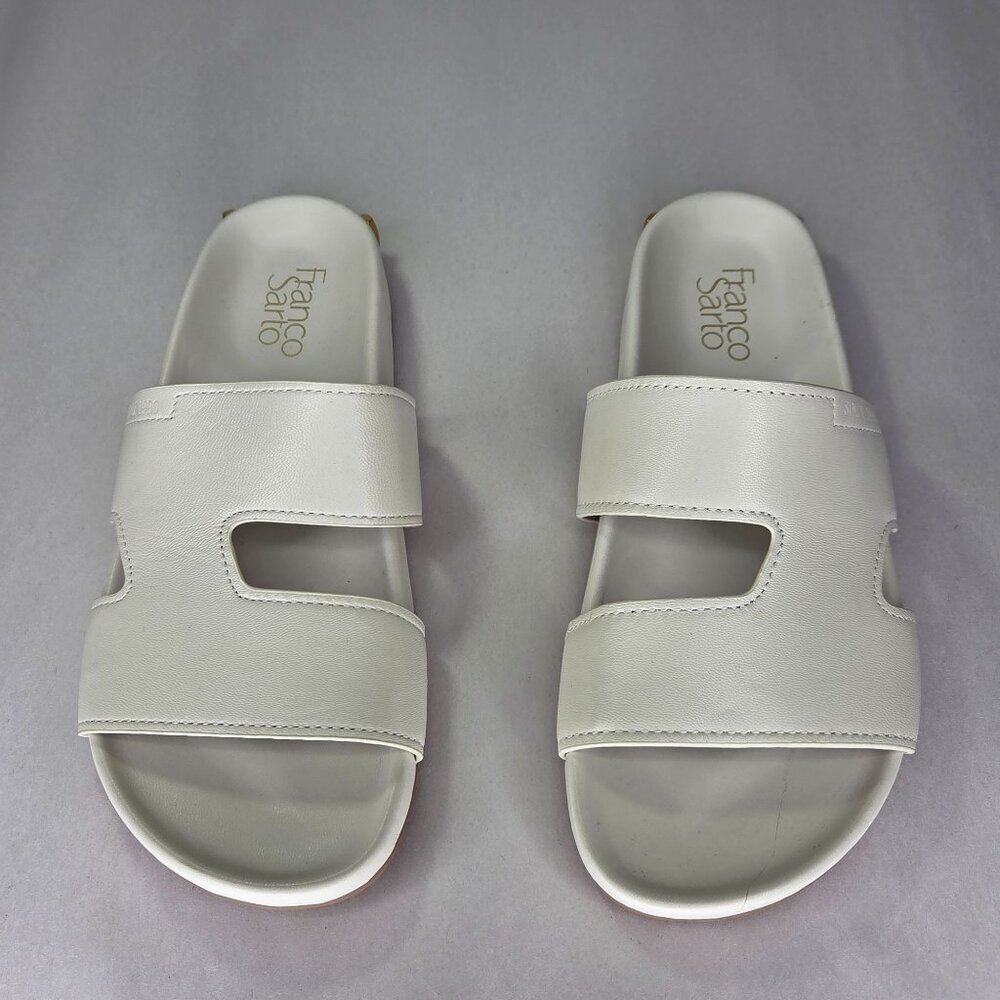 Franco Sarto Women's Britt Open Toe Slide Sandals - Chiffon White Leather